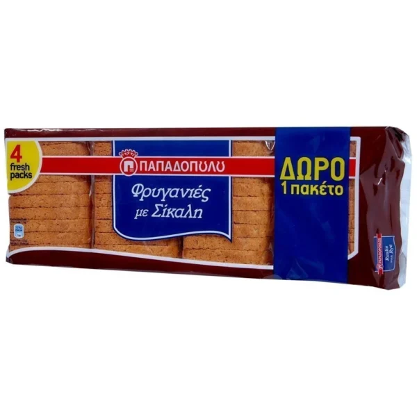 ΠΑΠΑΔΟΠΟΥΛΟΥ Φρυγανιές με Σίκαλη 4x80gr