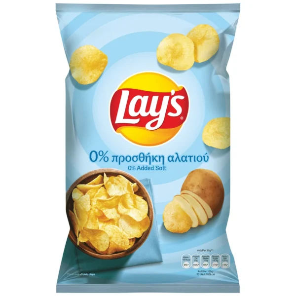 Lays Chips Πατατάκια 0% Προσθήκη Αλατιού 95γρ