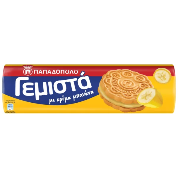 ΠΑΠΑΔΟΠΟΥΛΟΥ Φρουτογεμιστά Μπισκότα με Κρέμα Μπανάνα 200gr