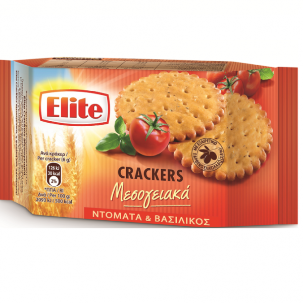 Elite Crackers Μεσογειακά Ντομάτα & Βασιλικος 105γρ