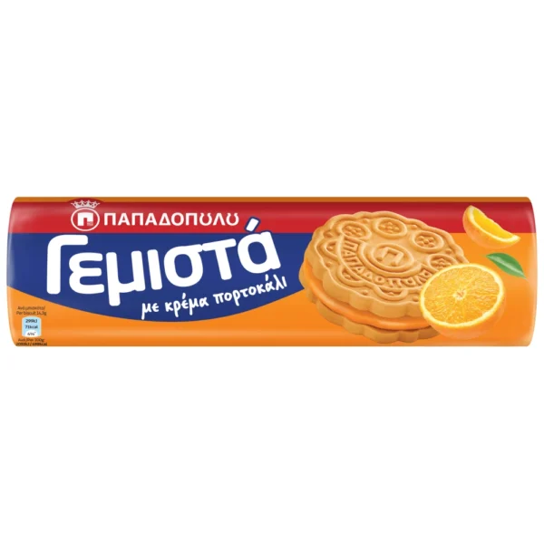 ΠΑΠΑΔΟΠΟΥΛΟΥ Φρουτογεμιστά Μπισκότα με Κρέμα Πορτοκάλι 200gr