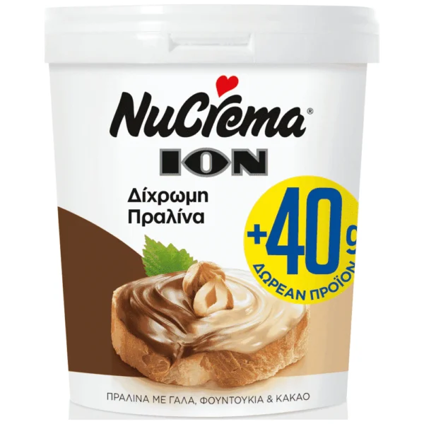 ION NUCREMA Πραλίνα Φουντουκιού Δίχρωμη 400gr