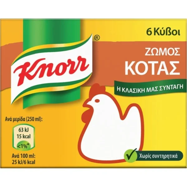 KNORR Κύβοι Ζωμού Κότας 6τεμ 3lt