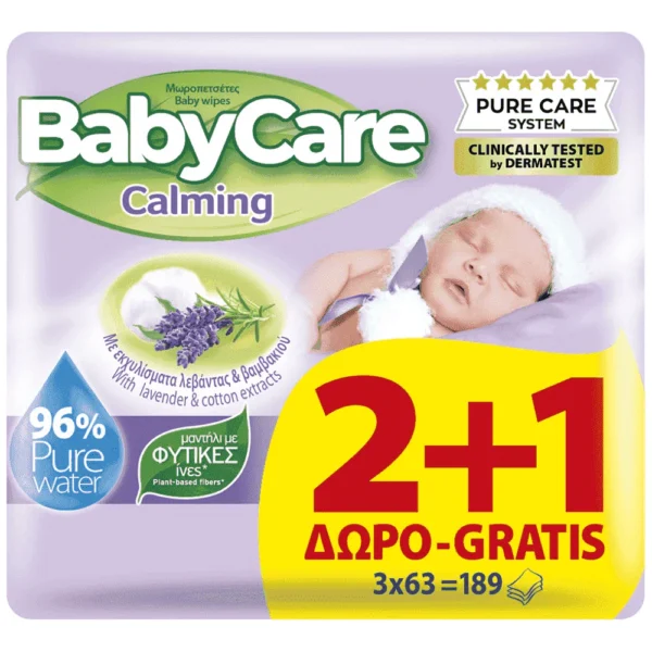 BABYCARE Μωρομάντιλα Calming Pure Water 3x63τεμ 189τεμ