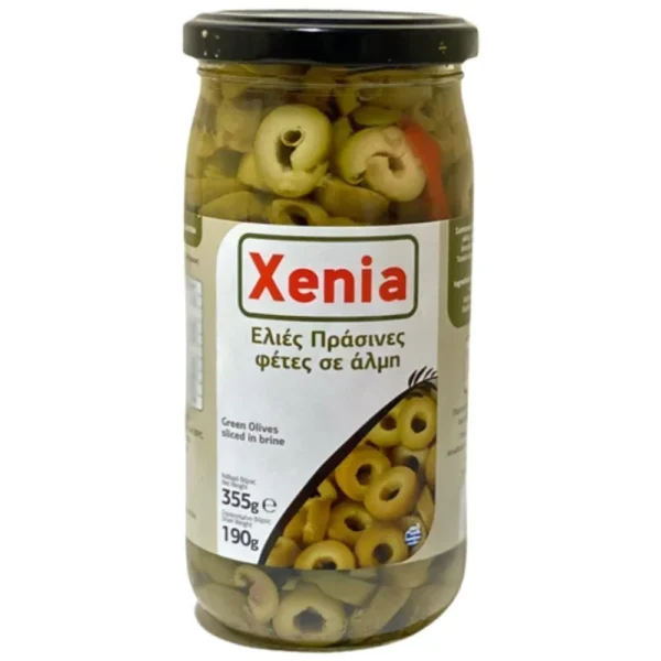 XENIA Ελιές Πράσινες σε φέτες Βάζο 355gr
