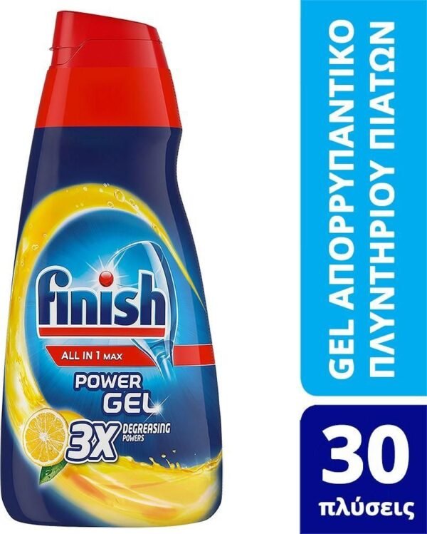 FINISH All In1Max Απ/κό Πλ/ου Πιάτων Τζελ Λεμόνι 30μεζ 600ml