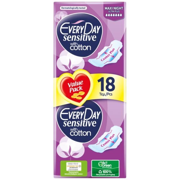 Every Day Sensitive Σερβιέτες UltraPlusMaxiNight 18τεμ