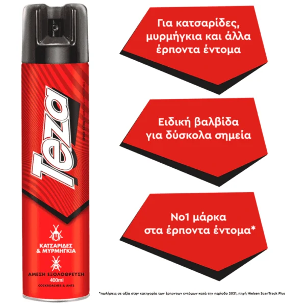Teza Extra Εντομ/νο Σπρέυ Για Κατσαριδες & Μυρμήγκια 400ml